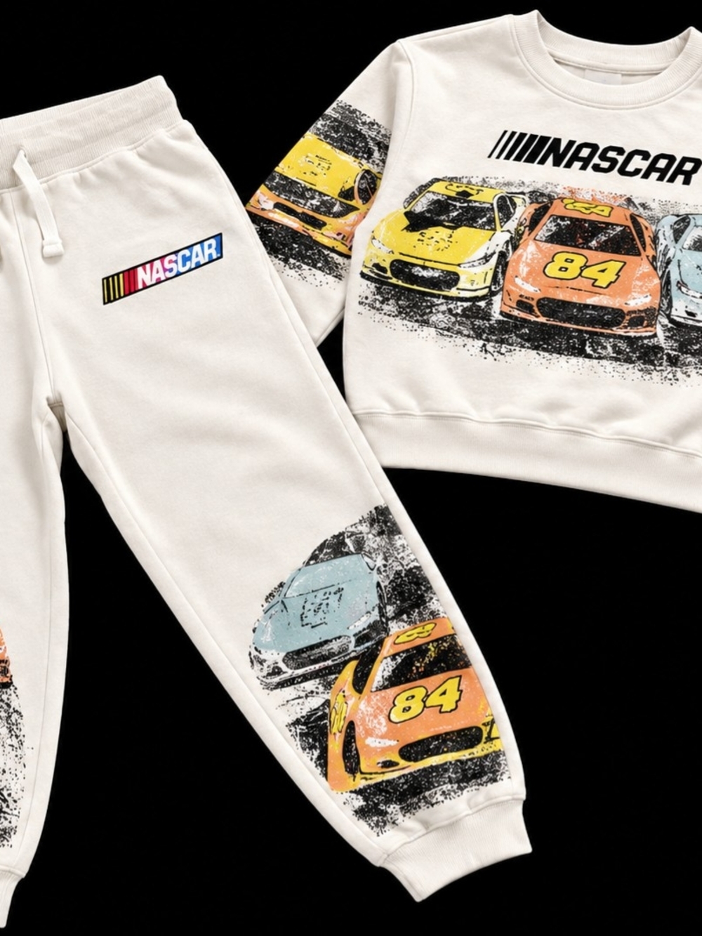 Freeze Cream NASCAR Kids Sweatpants with Colorful Race Car Graphics